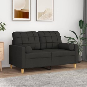 Sofá de 2 plazas con cojines tela negro 120 cm de vidaXL, Sofás - Ref: Foro24-3200778, Precio: 246,08 €, Descuento: %