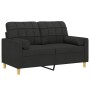 Sofá de 2 plazas con cojines tela negro 120 cm de vidaXL, Sofás - Ref: Foro24-3200778, Precio: 248,93 €, Descuento: %