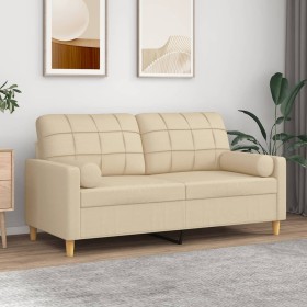 2-Sitzer-Sofa mit cremefarbenen Stoffkissen 140 cm von vidaXL, Sofas - Ref: Foro24-3200784, Preis: 252,33 €, Rabatt: %