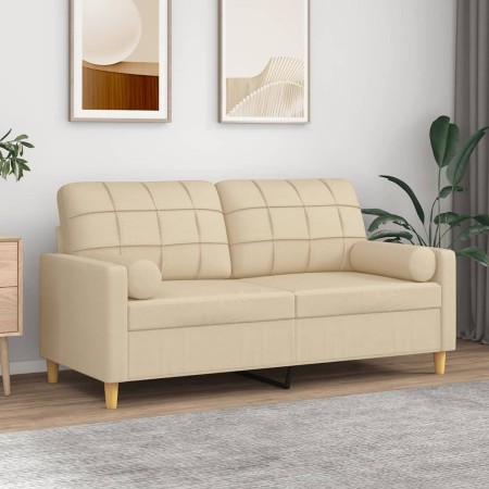 2-seater sofa with cream fabric cushions 140 cm by vidaXL, Sofas - Ref: Foro24-3200784, Price: 252,33 €, Discount: %