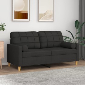 2-seater sofa with black fabric cushions 140 cm by vidaXL, Sofas - Ref: Foro24-3200786, Price: 227,99 €, Discount: %