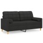 Sofá de 2 plazas con cojines tela negro 140 cm de vidaXL, Sofás - Ref: Foro24-3200786, Precio: 227,99 €, Descuento: %