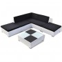 Set muebles de jardín 6 piezas y cojines ratán sintético blanco de vidaXL, Conjuntos de jardín - Ref: Foro24-41264, Precio: 4...