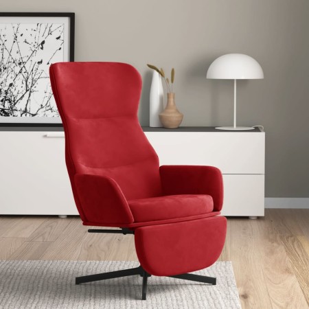 Sillón de relax con reposapiés terciopelo rojo tinto de vidaXL, Sillones - Ref: Foro24-3097500, Precio: 154,99 €, Descuento: %