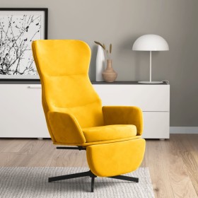 Sillón de relax con reposapiés terciopelo amarillo mostaza de vidaXL, Sillones - Ref: Foro24-3097502, Precio: 138,99 €, Descu...