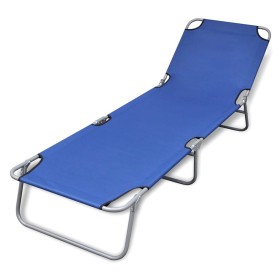 Tumbona plegable de acero con recubrimiento polvo azul de vidaXL, Tumbonas - Ref: Foro24-41477, Precio: 58,72 €, Descuento: %