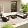 Set muebles de jardín y cojines 12 pzas ratán sintético marrón de vidaXL, Conjuntos de jardín - Ref: Foro24-41262, Precio: 1,...