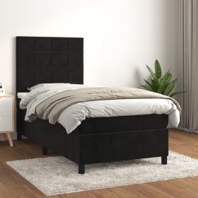 Cama box spring con colchón terciopelo negro 100x200 cm de vidaXL, Camas y somieres - Ref: Foro24-3143009, Precio: 352,11 €, ...