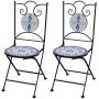 Folding bistro garden chairs 2 pcs blue and white ceramic by vidaXL, Garden chairs - Ref: Foro24-41531, Price: 146,60 €, Disc...