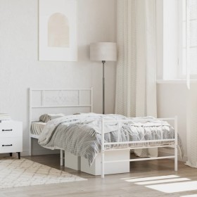 White metal bed frame with headboard and footboard 100x190 cm by vidaXL, Beds and slatted bases - Ref: Foro24-355328, Price: ...