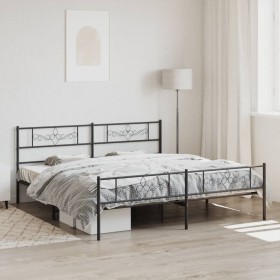 Black metal headboard and footboard bed frame 193x203cm by vidaXL, Beds and slatted bases - Ref: Foro24-355291, Price: 122,99...