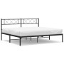 Bed frame with black metal headboard 180x200 cm by vidaXL, Beds and slatted bases - Ref: Foro24-372281, Price: 130,56 €, Disc...