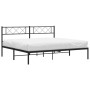 Bed frame with black metal headboard 180x200 cm by vidaXL, Beds and slatted bases - Ref: Foro24-372281, Price: 130,56 €, Disc...