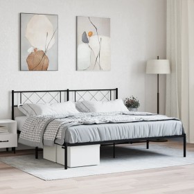 Estructura de cama con cabecero metal negro 193x203 cm de vidaXL, Camas y somieres - Ref: Foro24-372283, Precio: 102,99 €, De...