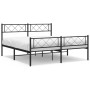 Black metal headboard and footboard bed frame 140x190 cm by vidaXL, Beds and slatted bases - Ref: Foro24-372295, Price: 97,68...