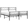 Black metal headboard and footboard bed frame 140x190 cm by vidaXL, Beds and slatted bases - Ref: Foro24-372295, Price: 97,68...