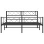 Black metal headboard and footboard bed frame 140x190 cm by vidaXL, Beds and slatted bases - Ref: Foro24-372295, Price: 97,68...