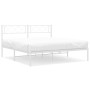 Estructura de cama de metal con cabecero blanca 135x190 cm de vidaXL, Camas y somieres - Ref: Foro24-372325, Precio: 88,04 €,...