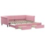 Sofá cama nido con cajones terciopelo rosa 100x200 cm de , Camas y somieres - Ref: Foro24-3197829, Precio: 381,11 €, Descuent...