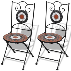 Folding bistro chairs 2 pcs terracotta and white ceramic by vidaXL, Garden chairs - Ref: Foro24-41535, Price: 132,50 €, Disco...