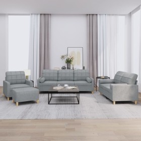 Sofa set with cushions 4 pieces light gray fabric by , Sofas - Ref: Foro24-3201266, Price: 770,35 €, Discount: %