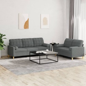 Sofa set with cushions 2 pieces dark gray fabric by , Sofas - Ref: Foro24-3201323, Price: 550,16 €, Discount: %