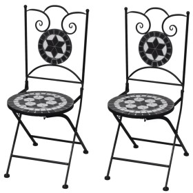 Folding bistro garden chairs 2 pcs ceramic black and white by vidaXL, Garden chairs - Ref: Foro24-41533, Price: 120,75 €, Dis...