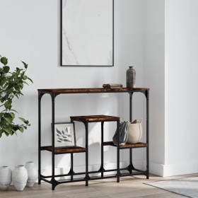 Smoked oak engineered wood console table 89.5x28x76 cm by , Side tables - Ref: Foro24-833385, Price: 37,22 €, Discount: %