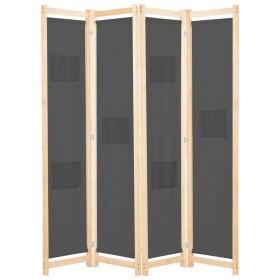 4-panel gray fabric divider screen 160x170x4 cm by , Room dividers - Ref: Foro24-248176, Price: 71,99 €, Discount: %