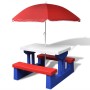 Children's picnic table and benches and multicolored umbrella by vidaXL, Garden tables - Ref: Foro24-41455, Price: 84,12 €, D...