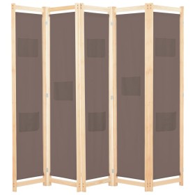 Trennwand mit 5 braunen Stoffbahnen 200x170x4 cm von , Raumteiler - Ref: Foro24-248181, Preis: 85,70 €, Rabatt: %