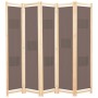 Divider screen with 5 brown fabric panels 200x170x4 cm by , Room dividers - Ref: Foro24-248181, Price: 85,66 €, Discount: %