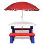 Children's picnic table and benches and multicolored umbrella by vidaXL, Garden tables - Ref: Foro24-41455, Price: 83,99 €, D...