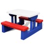 Mesa de picnic y bancos para niños y sombrilla multicolor de vidaXL, Mesas de jardín - Ref: Foro24-41455, Precio: 83,99 €, De...