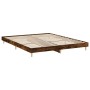 Smoked oak engineered wood bed frame 160x200cm by , Beds and slatted bases - Ref: Foro24-832026, Price: 124,18 €, Discount: %