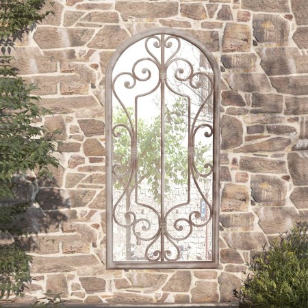 Sand-colored iron garden mirror for outdoor use 100x45 cm by , Mirrors - Ref: Foro24-318373, Price: 134,99 €, Discount: %