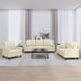 Cream-colored synthetic leather 3-piece sofa set with cushions by , Sofas - Ref: Foro24-3201349, Price: 635,54 €, Discount: %