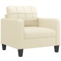 Cream-colored synthetic leather 3-piece sofa set with cushions by , Sofas - Ref: Foro24-3201349, Price: 593,99 €, Discount: %