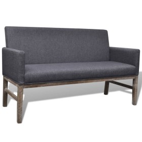 Bank with padded cushion, rubber wood, dark gray fabric by vidaXL, Sofas - Ref: Foro24-241664, Price: 256,94 €, Discount: %