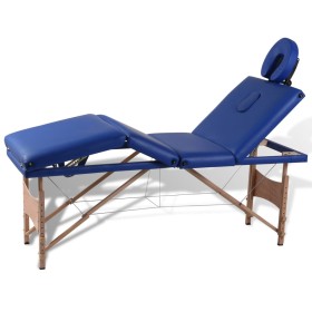 Folding massage table 4 zones blue wooden structure by vidaXL, massage tables - Ref: Foro24-110093, Price: 170,19 €, Discount: %