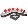 Set muebles de jardín 8 piezas y cojines ratán sintético marrón de vidaXL, Conjuntos de jardín - Ref: Foro24-41266, Precio: 7...