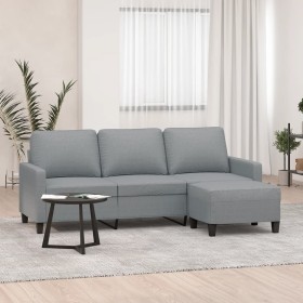 Sofá de 3 plazas con taburete de tela gris claro 180 cm de , Sofás - Ref: Foro24-3201037, Precio: 349,21 €, Descuento: %