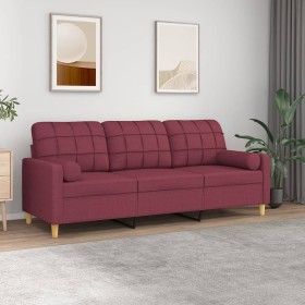 3-seater sofa with red fabric cushions 180 cm by , Sofas - Ref: Foro24-3200796, Price: 316,86 €, Discount: %