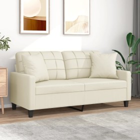 2-Sitzer-Sofa mit cremefarbenen Kunstlederkissen 140 cm von , Sofas - Ref: Foro24-3200804, Preis: 233,72 €, Rabatt: %