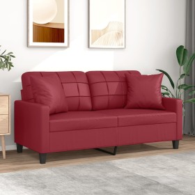 2-Sitzer-Sofa mit roten Kunstlederkissen 140 cm von , Sofas - Ref: Foro24-3200806, Preis: 255,99 €, Rabatt: %