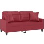 2-Sitzer-Sofa mit roten Kunstlederkissen 140 cm von , Sofas - Ref: Foro24-3200806, Preis: 268,12 €, Rabatt: %