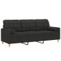 Sofá de 3 plazas con cojines tela negro 180 cm de , Sofás - Ref: Foro24-3200794, Precio: 296,99 €, Descuento: %