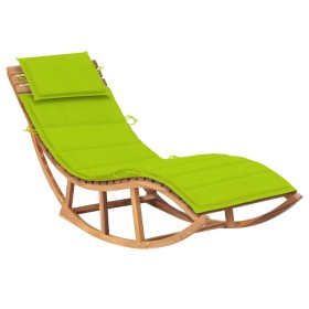 Rocking lounger with solid teak wood cushion by , Loungers - Ref: Foro24-3063344, Price: 273,04 €, Discount: %