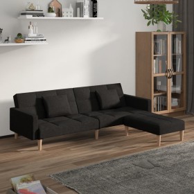 2-Sitzer-Schlafsofa mit 2 Kissen und Fußstütze aus dunkelgrauem Stoff von , Sofas - Ref: Foro24-3080612, Preis: 326,99 €, Rab...