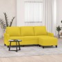 Sofá de 3 plazas con taburete de tela amarillo claro 180 cm de , Sofás - Ref: Foro24-3201042, Precio: 330,21 €, Descuento: %